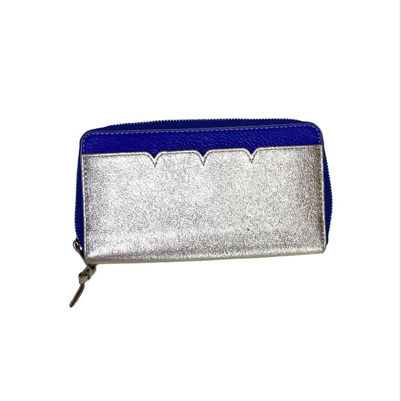 Tory Burch Blue and Metallic Leather Wallet - Picture 2 of 4